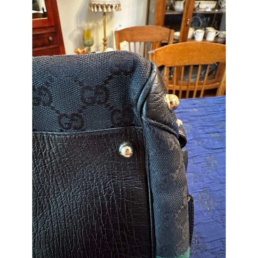 Gucci Black Canvas & Leather Sherry Line Horsebit Shoulder Bag - Picture 8 of 16